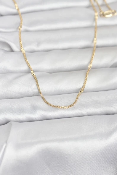 CM 14K Gold Renk Lazer Puntalı Model 60 cm Kadın Kolye ürün görseli 1