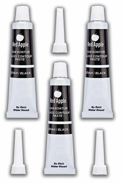 Siyah Kontür Boyası 20 ml 3 Adet Red Apple Cam Vitray Boyası Kontur Boyası Ana Hatları Çizme Sanatsal Hobi ürün görseli 1