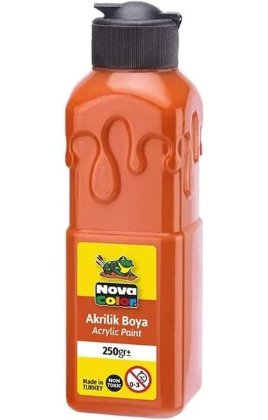 Turuncu Akrilik Boya 250 gr 1 Adet Su Bazlı Akrilik Boyası Hobi Sanatsal Boy Tuval Ahşap Metal ürün görseli 1