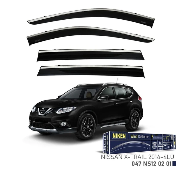 Niken Nissan X-Trail Cam Rüzgarlığı Kromlu 2014-2023 4'Lü ürün görseli 1