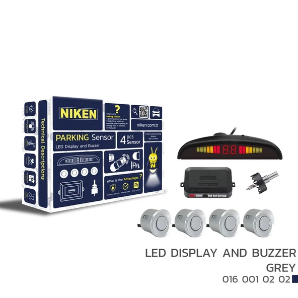 Park sensörü led ekranlı-ses ikazlı gri oem Tüm modellere uyumlu Niken ürün görseli 1