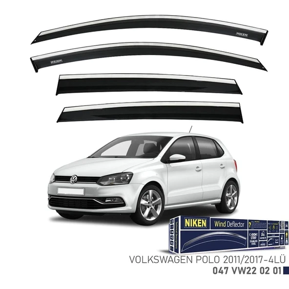 Niken VW Polo Cam Rüzgarlığı Kromlu 2011-2017 4'Lü ürün görseli 1