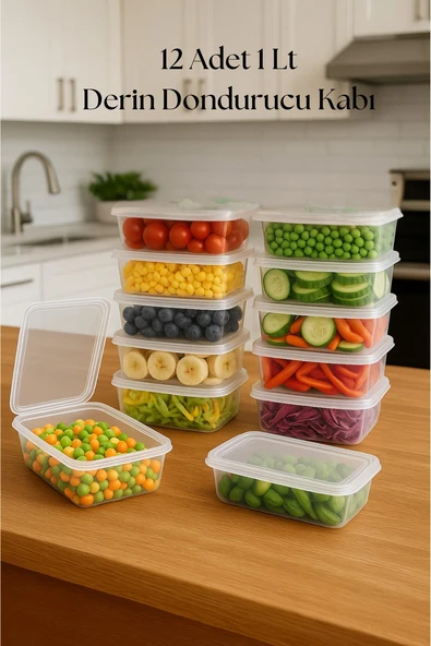 12 li Derin Dondurucu Saklama Kabı & Organizeri 1 lt 12,5x19,5x5,5 cm ürün görseli 1
