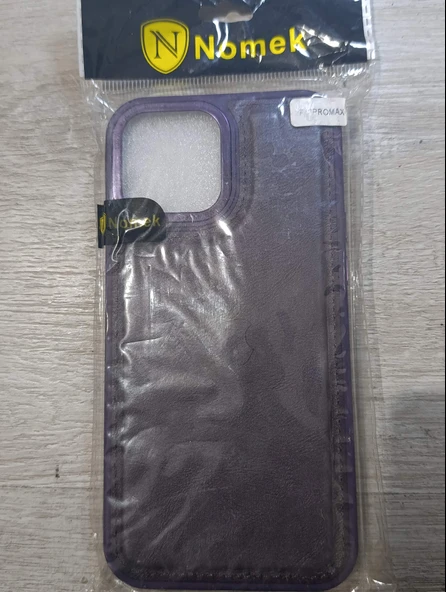 iPhone 13 pro Max uyumlu sert telefon kılıfı deri mor ürün görseli 1