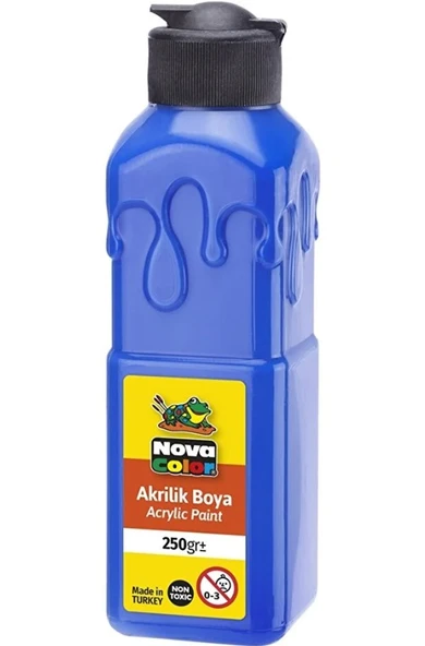 Mavi Akrilik Boya 250 gr 1 Adet Su Bazlı Akrilik Boyası Hobi Sanatsal Boy Tuval Ahşap Metal ürün görseli 1