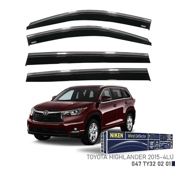 Niken Toyota Highlander Cam Rüzgarlığı Kromlu 4'Lü 2015+ Sonrası ürün görseli 1