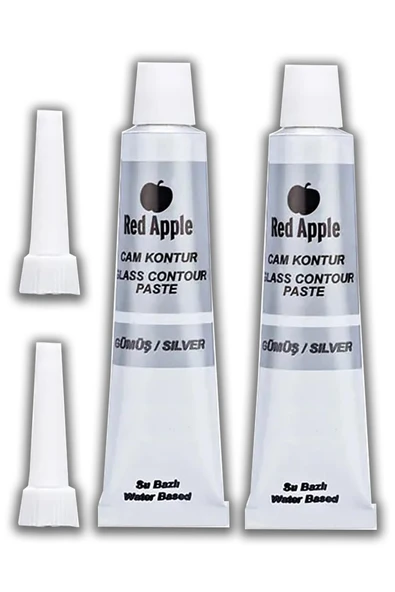 Gümüş Gri Kontür Boyası 20 ml 2 Adet Red Apple Cam Vitray Boyası Kontur Boyası Ana Hatları Çizme Sanatsal Hobi ürün görseli 1