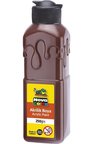 Kahverengi Akrilik Boya 250 gr 1 Adet Su Bazlı Akrilik Boyası Hobi Sanatsal Boy Tuval Ahşap Metal ürün görseli 1