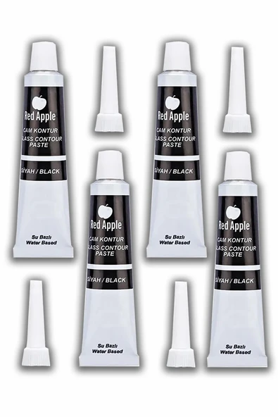 Siyah Kontür Boyası 20 ml 4 Adet Red Apple Cam Vitray Boyası Kontur Boyası Ana Hatları Çizme Sanatsal Hobi ürün görseli 1