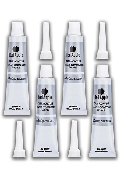 Gümüş Gri Kontür Boyası 20 ml 4 Adet Red Apple Cam Vitray Boyası Kontur Boyası Ana Hatları Çizme Sanatsal Hobi ürün görseli 1