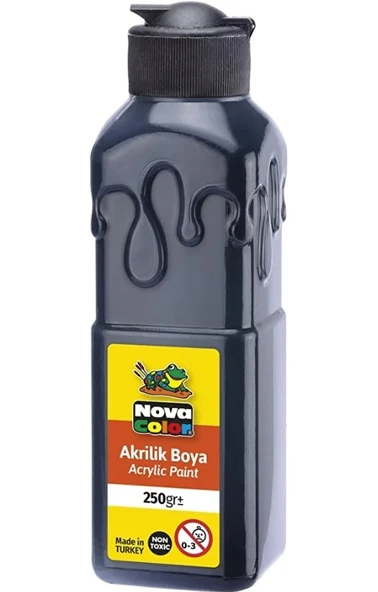Siyah Akrilik Boya 250 gr 1 Adet Su Bazlı Akrilik Boyası Hobi Sanatsal Boy Tuval Ahşap Metal ürün görseli 1