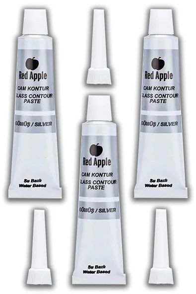 Gümüş Gri Kontür Boyası 20 ml 3 Adet Red Apple Cam Vitray Boyası Kontur Boyası Ana Hatları Çizme Sanatsal Hobi ürün görseli 1