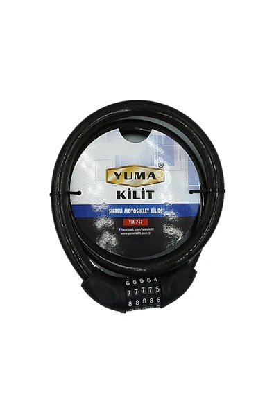 Yuma Ym-747 120cm 20mm 5 Şifreli Siyah Motorsiklet Kilidi ürün görseli 1