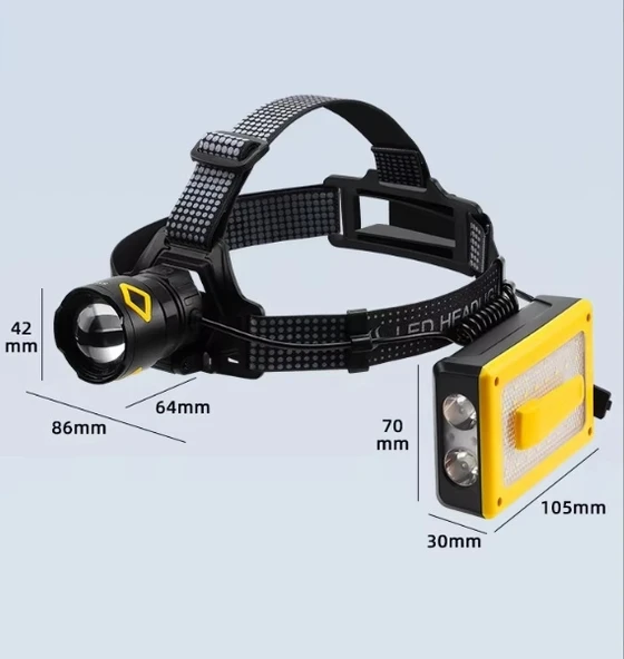 F.b.ı Pro F-3003 Alüminyum Pm10-tg Led Type-c Powerbank Ve Solar Şarjlı Kamp Kafa Feneri ürün görseli 1