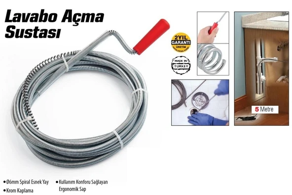Lavabo Ve Gider Boruları Açacağı - Lavabo Açma Sustası - 5metre ürün görseli 1
