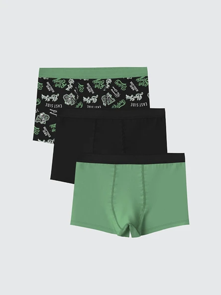 LCW Kids Siyah Baskılı Erkek Çocuk Boxer 3'lü ürün görseli 1