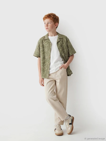 LCW Kids Bej Regular Fit Erkek Çocuk Gabardin Pantolon ürün görseli 1