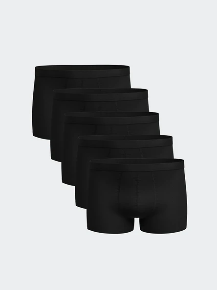 LC WAIKIKI Siyah Standart Kalıp Pamuklu Esnek Erkek Boxer 5'li ürün görseli 1