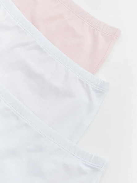 LCW Kids Beyaz Basic Kız Çocuk Boxer 3'lü - Resim 3