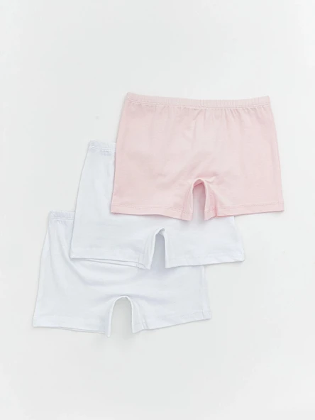 LCW Kids Beyaz Basic Kız Çocuk Boxer 3'lü - Resim 2