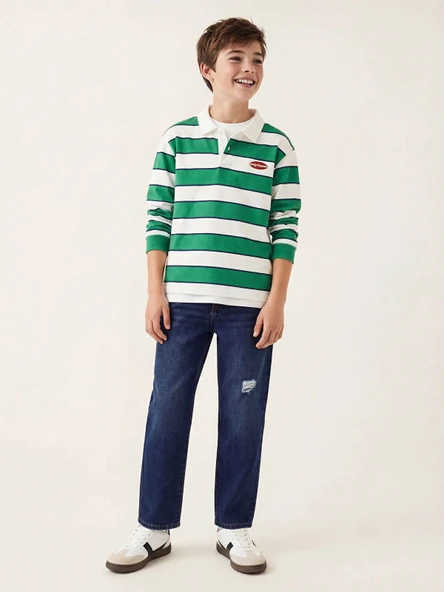 LCW Kids İndigo Yırtık Detaylı Erkek Çocuk Jean Pantolon ürün görseli 1
