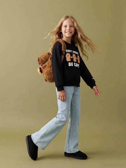 LCW Kids Mavi İspanyol Paça Kız Çocuk Jean Pantolon ürün görseli 1