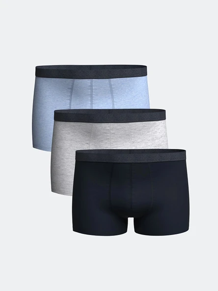 LC WAIKIKI Mavi Standart Kalıp Pamuklu Esnek Erkek Boxer 3'lü ürün görseli 1