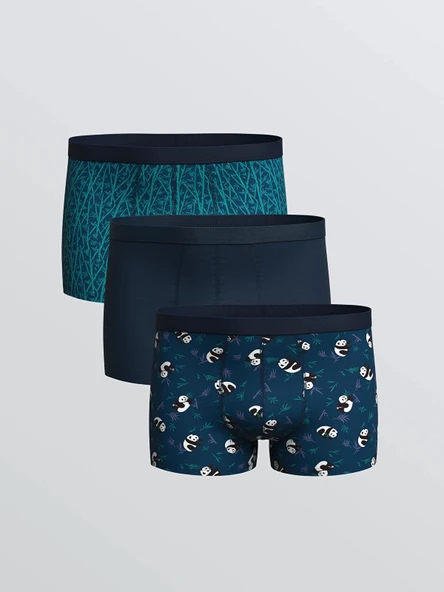 LC WAIKIKI Lacivert Standart Kalıp Pamuklu Esnek Erkek Boxer 3'lü ürün görseli 1
