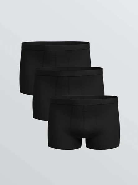 LC WAIKIKI Siyah Standart Kalıp Pamuklu Esnek Erkek Boxer 3'lü ürün görseli 1