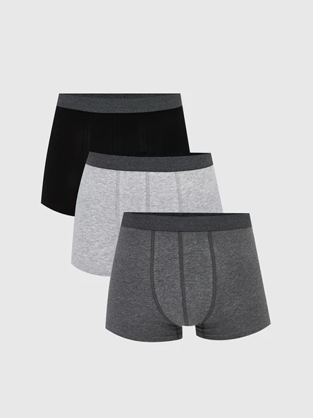 LC WAIKIKI Gri Standart Kalıp Pamuklu Esnek Erkek Boxer 3'lü ürün görseli 1