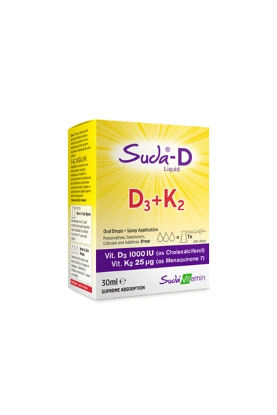 Suda Vitamin D3 K2 Likid Vitamin 30 ml ürün görseli 1
