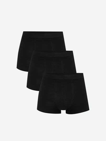 LC WAIKIKI Siyah Standart Kalıp Pamuklu Esnek Erkek Boxer 3'lü ürün görseli 1