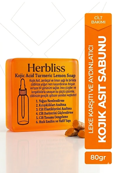 Herbliss Kojik Asit Sabunu (zerdeçal Ve Kojik Asit) Leke Ve Kırışıklık Karşıtı Kojic Asit Sabunu ürün görseli 1