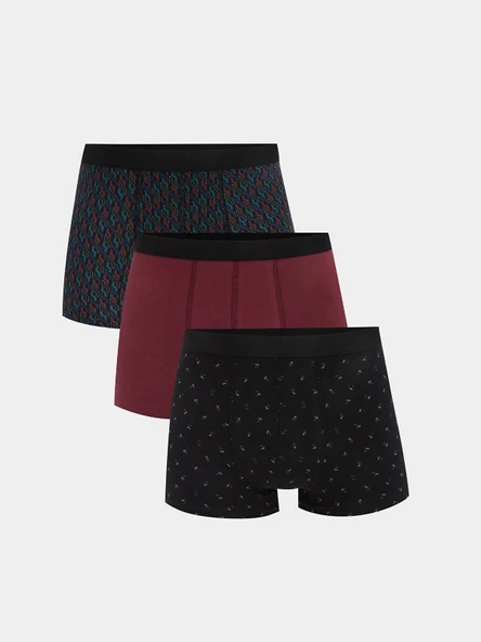 LC WAIKIKI Siyah Standart Kalıp Pamuklu Esnek Erkek Boxer 3'lü ürün görseli 1