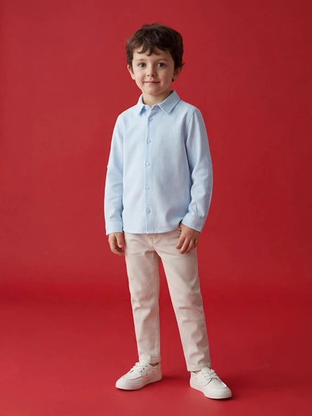 LCW Kids Bej Slim Fit Erkek Çocuk Pantolon ürün görseli 1