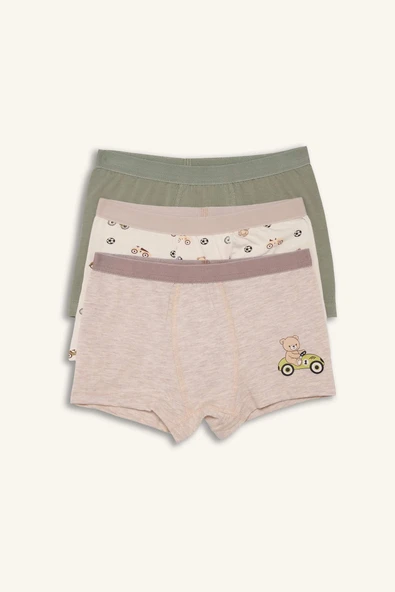 Defacto G8559A8GN425 Yeşil Ayı Baskılı Penye 3'lü Boxer Erkek Çocuk ürün görseli 1