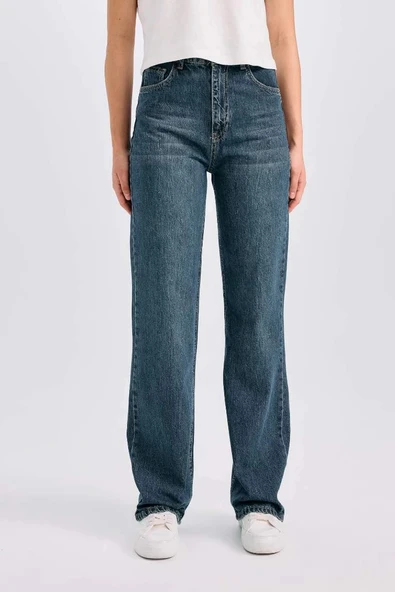 D5523 90s Wide Leg Yüksek Bel Jean Pantolon ürün görseli 1