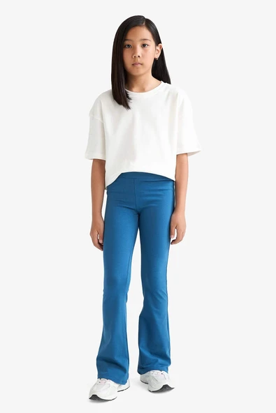 Defacto E8301A8BE376 Mavi Kız Çocuk Flare Fit Fitilli Kaşkorse Pantolon ürün görseli 1