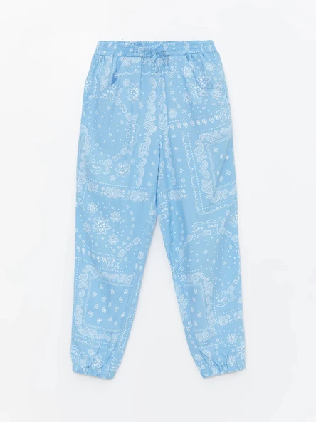 LCW Kids Mavi Beli Lastikli Kız Çocuk Jogger Pantolon ürün görseli 1