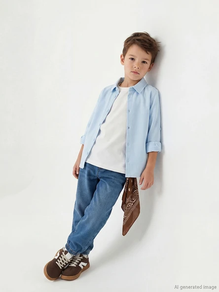 LCW Kids İndigo Beli Lastikli Erkek Çocuk Jean Pantolon ürün görseli 1
