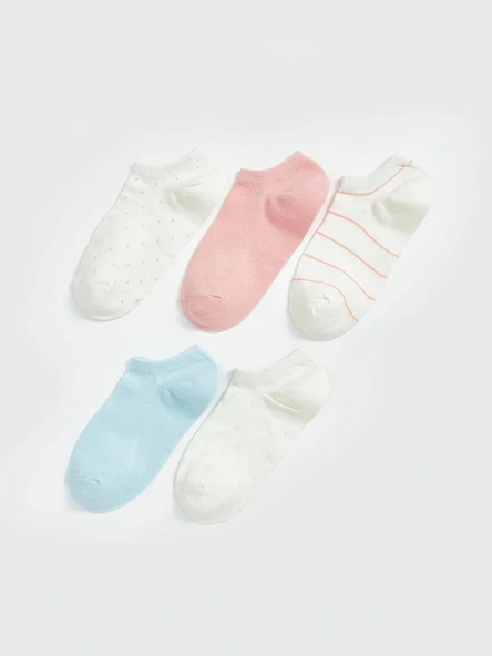 LCW DREAM Ekru Desenli Kadın Sneaker Çorap 5'li ürün görseli 1