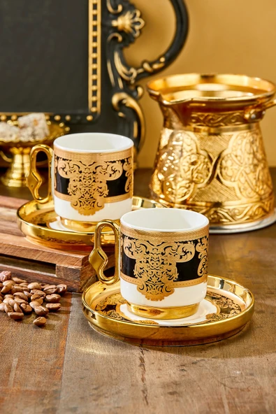 Cooker  Royal Crest 90 ml 2 Kişilik Porselen Kahve Fincan Takımı CKR3870 ürün görseli 1