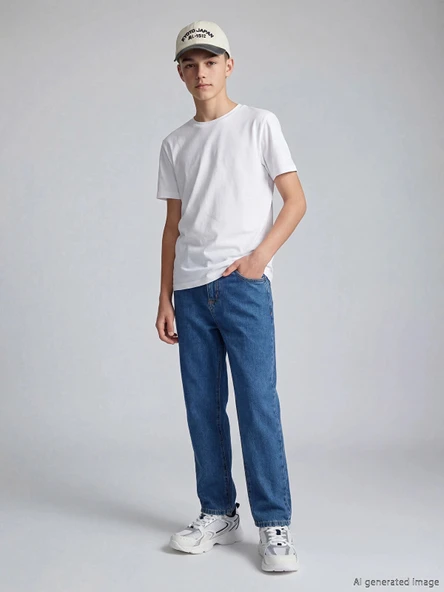 LCW Kids İndigo Loose Fit Erkek Çocuk Jean Pantolon ürün görseli 1