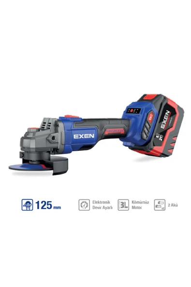 EXEN EN 456 ATS Kömürsüz Şarjlı Avuç Taşlama 125 mm 2x6 Ah Çift Akülü ürün görseli 1