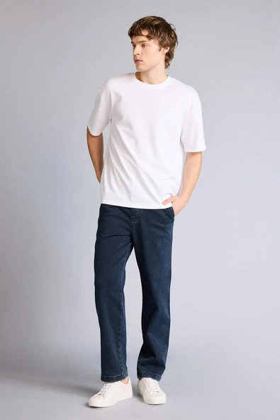 Defacto G9240AXNM83 İndigo Yumuşak Dokulu Wide Leg Jean Pantolon ürün görseli 1