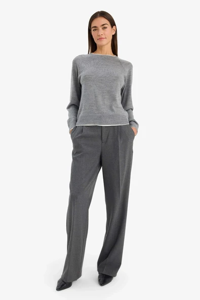 Defacto E7238AXGR394 Gri Straight Fit Palazzo Pantolon ürün görseli 1