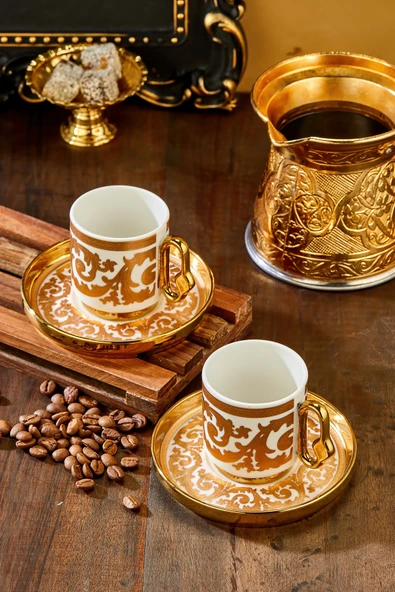 Cooker  Royal Crest 90 ml 2 Kişilik Porselen Kahve Fincan Takımı CKR3870 ürün görseli 1