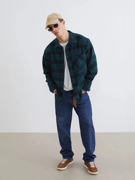 XSIDE İndigo Baggy Fit Erkek Jean Pantolon ürün görseli 1