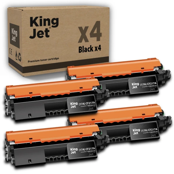 KingJET HP Uyumlu (17A) CF217A Standart Kapasiteli (4'lü Paket) Çipli Muadil Toneri | MFP M130a ürün görseli 1