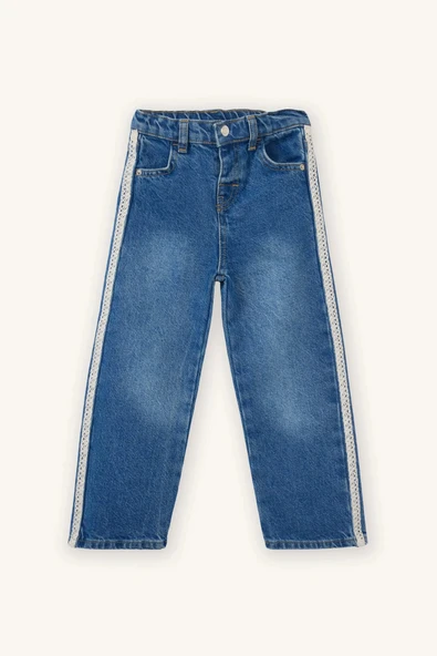 Defacto G8158A5NM28 Mavi Şeritli Culotte Jean Pantolon Kız Bebek ürün görseli 1